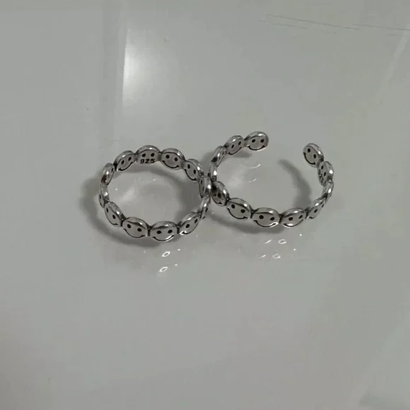 NEW 925 STERLING SILVER SMILE FACE ADJUSTABLE RING, CUTE RING, SHINY RING. - Picture 5 of 6